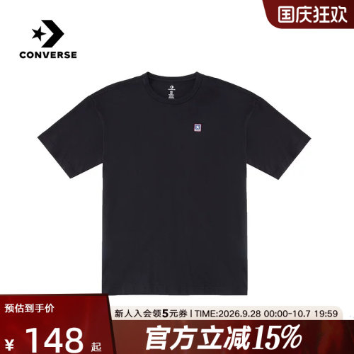 Converse匡威情侣款运动休闲短袖圆领简约百搭黑色T恤UCJ437-023