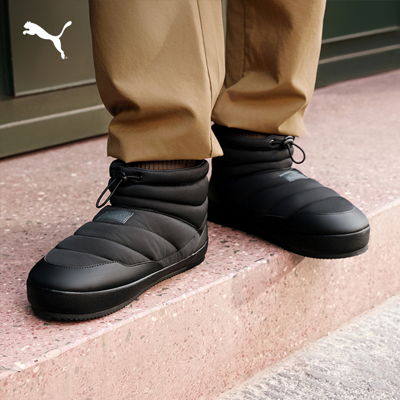 PUMA彪马棉鞋冬季男鞋女鞋保暖黑色中帮雪地靴子休闲鞋407609-01