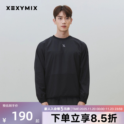 xexymix杰克茜男小标拼接长袖T恤休闲运动健身跑步FXTC2145F