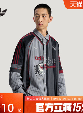 adidas阿迪达斯三叶草2026夏男休闲运动提花宽松长袖衬衫 KY2152