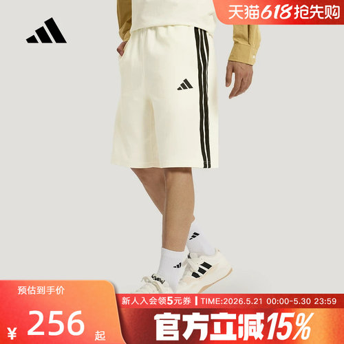 adidas阿迪达斯三条纹舒适五分裤中裤2026夏男针织短裤 KR2528