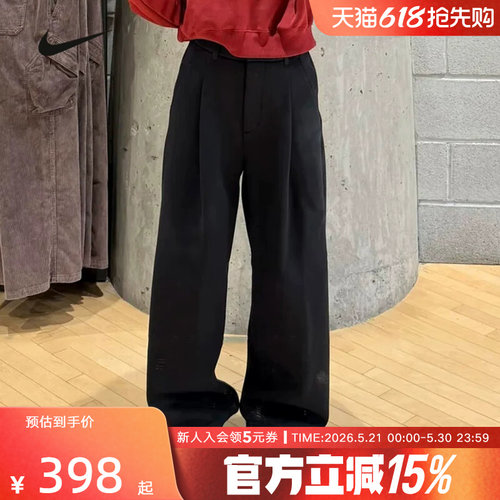 耐克女裤26春新年款直筒裤阔腿裤刺绣小标运动长裤IF0322 IQ3829
