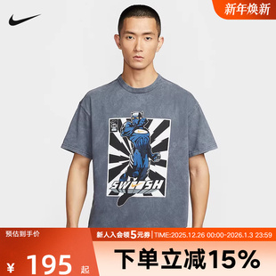 060 宽松休闲图案印花复古做旧运动T恤HJ3673 NIKE耐克短袖 男夏季