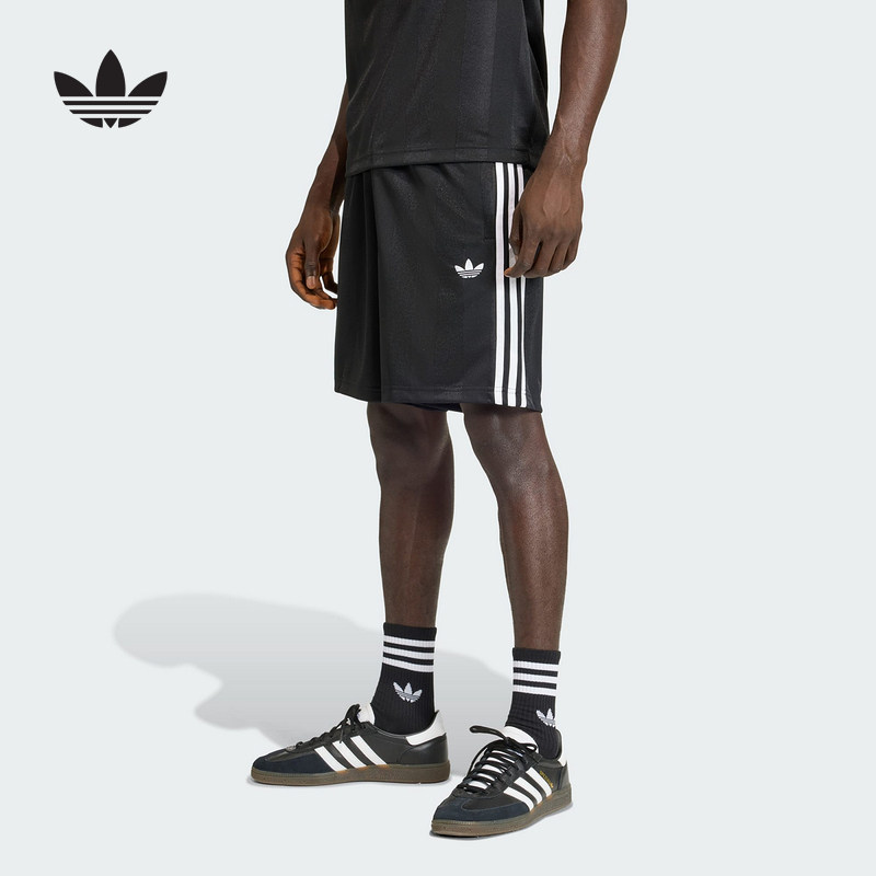 adidas阿迪达斯三叶草条纹休闲运动短裤2026夏男针织五分裤KE3594 - 实物图