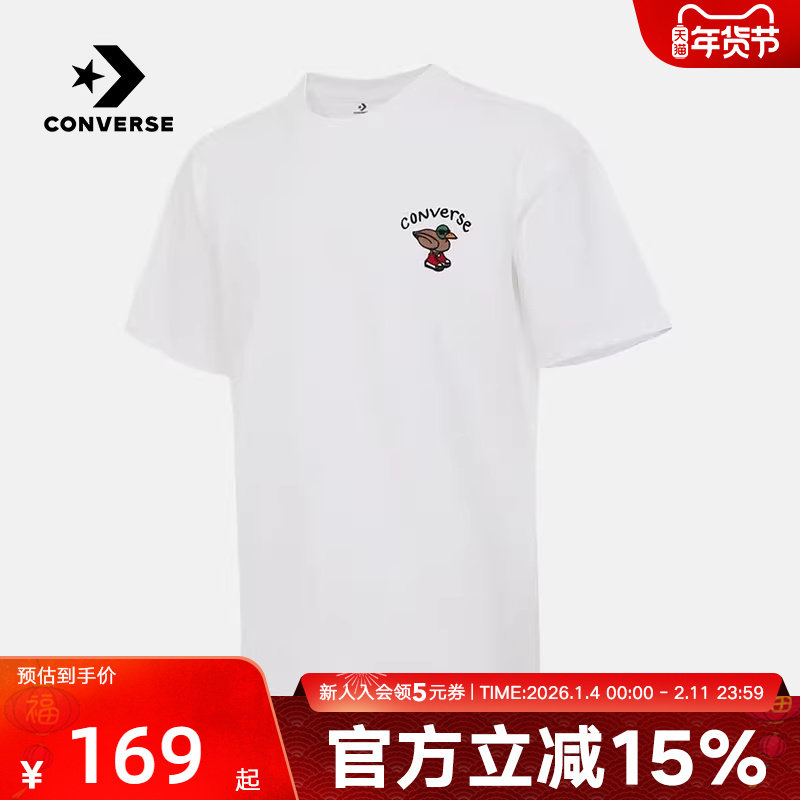 Converse匡威夏季新款男卡通休闲短袖T恤舒适宽松上衣MCJ642-001