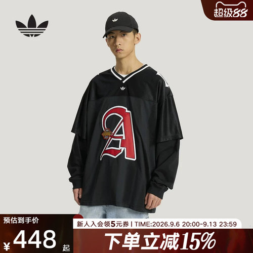 adidas阿迪达斯三叶草二合一运动宽松长袖球衣26夏男上衣 KS5328