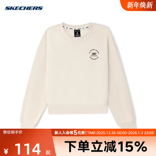 L325W014 女子休闲圆领套头针织卫衣 001J 新款 Skechers斯凯奇秋季