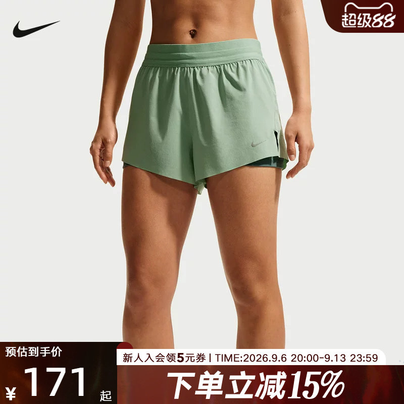 NIKE耐克夏季女子梭织短裤速干二合一多口袋跑步短裤 HJ5377-006