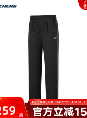 Skechers斯凯奇长裤春女时尚宽松舒适直筒休闲裤 P126W008/0018