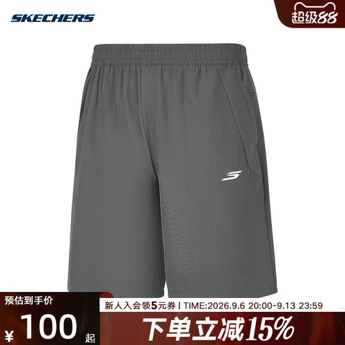 Skechers斯凯奇2026男士运动休闲印花宽松舒适梭织短裤 P326M119