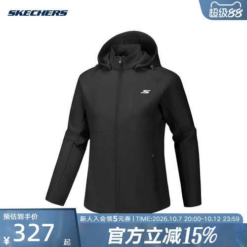 Skechers斯凯奇26新款女防风保暖舒适休闲梭织外套 P126W081/0018