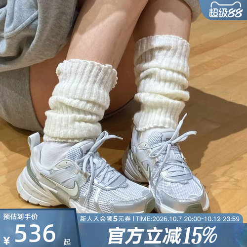 NIKE耐克女鞋 V2K RUN白绿复古舒适百搭厚底老爹鞋跑步鞋FD0736
