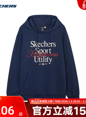 Skechers斯凯奇秋季男女同款字母印花连帽卫衣 L324U022/002Z