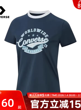 CONVERSE匡威夏季女上衣复古休闲圆领短袖T恤WCH710-BFK