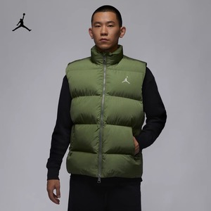 NIKE耐克Jordan男款春季棉服立领保暖马甲休闲棉背心FB7308-340