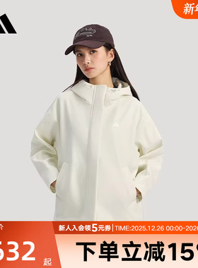 adidas阿迪达斯外套26春女加绒运动休闲宽松连帽软壳夹克 KS2783