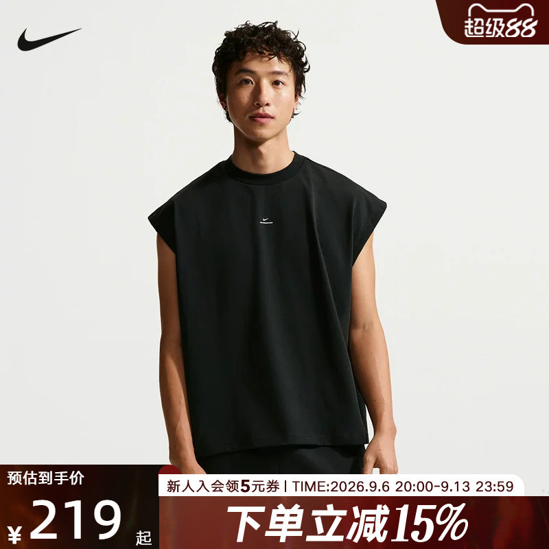 nike耐克夏新款男子篮球背心运动休闲小标圆领无袖T恤IF2564-010
