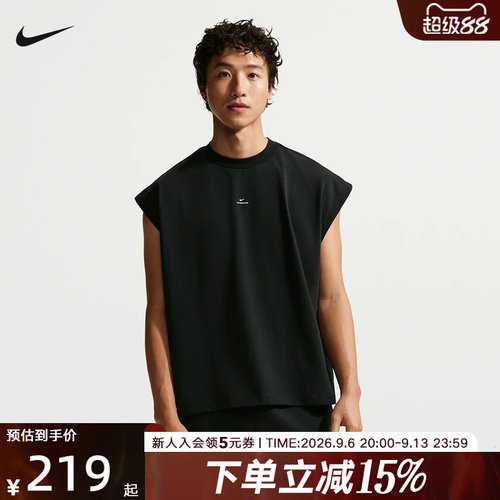 nike耐克夏新款男子篮球背心运动休闲小标圆领无袖T恤IF2564-010
