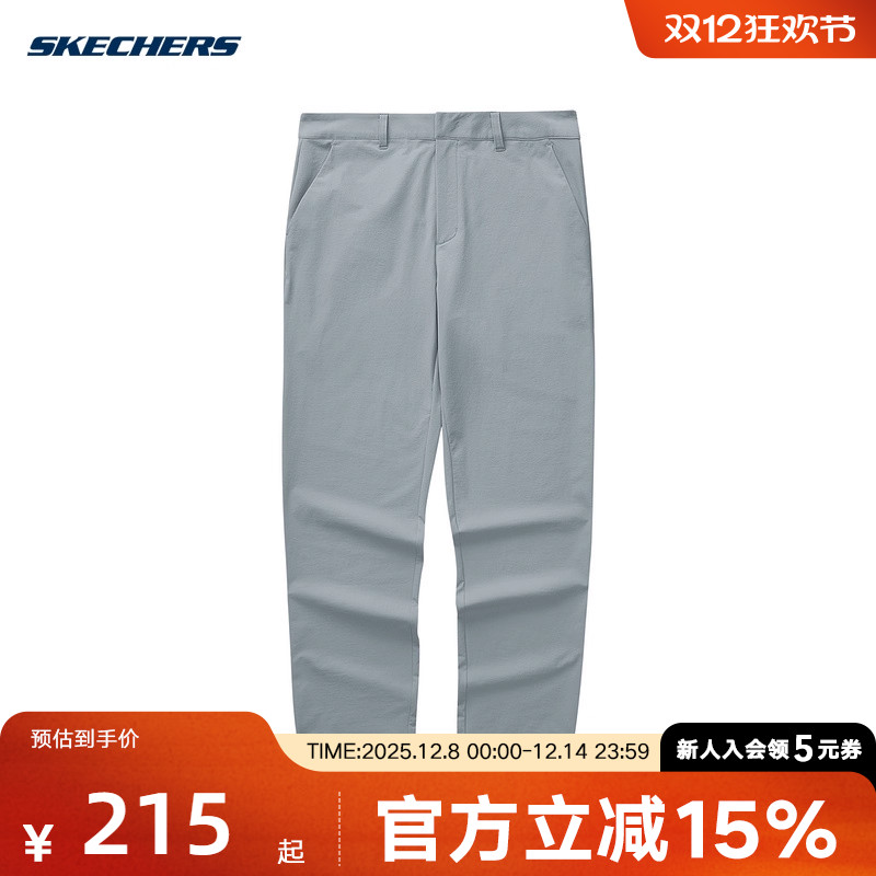 Skechers斯凯奇男裤舒适休闲裤百搭透气梭织长裤 L324M082/028Q