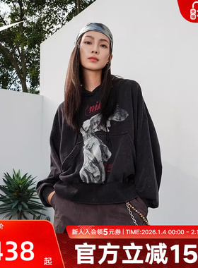 耐克美式套头连帽衫女子超宽松冬新款针织OVERSIZE风 IO0489-010