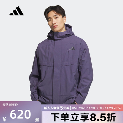 adidas阿迪达斯冬季拒水防风运动休闲连帽外套男梭织夹克 KB7626