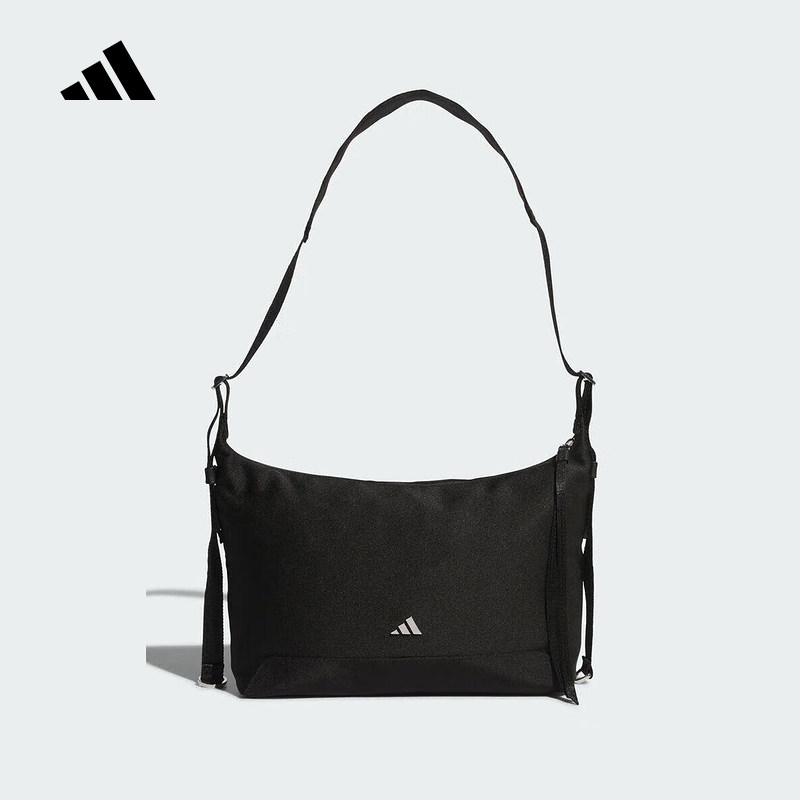 adidas阿迪达斯冬季新款女运动休闲健身双拉链黑色斜挎包 KT