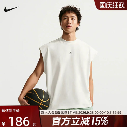 nike耐克夏新款男子篮球背心运动休闲小标圆领无袖T恤IF2564-133