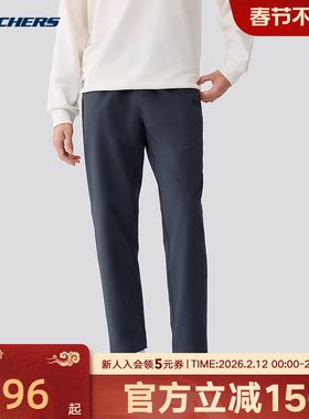 Skechers斯凯奇加绒裤男士新款舒适休闲运动阔腿直筒长裤L325M063