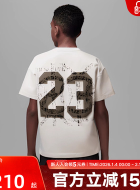 Jordan耐克男童下站东单大童T恤秋季棉质休闲圆领短袖II3169-140