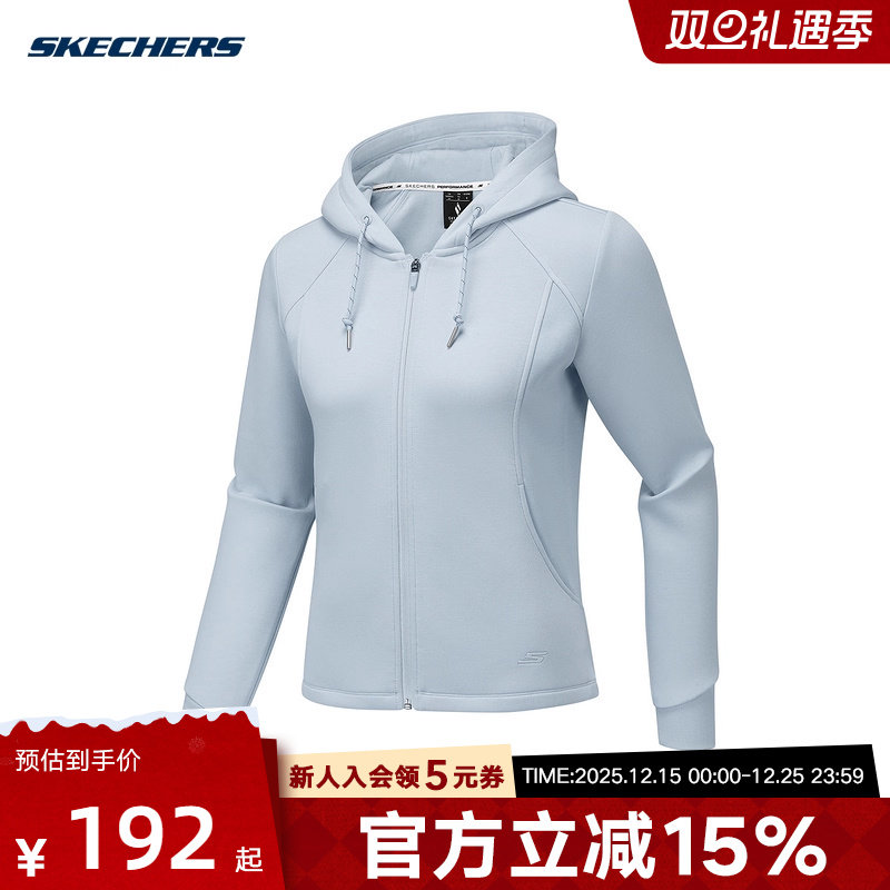 Skechers斯凯奇连帽修身运动时尚潮流保暖女外套 P425W065/01DS
