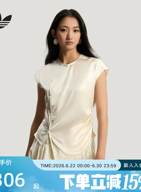 adidas阿迪达斯三叶草2026夏季女士新中式缎面运动短袖T恤 KY5745