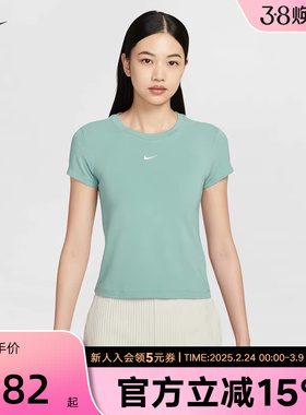 耐克女短袖秋季刺绣LOGO圆领透气运动休闲高腰半袖T恤FV5509-010