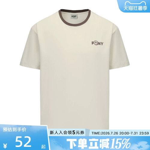 Pony波尼男女新款索罗娜凉感水洗短袖舒适运动休闲T恤252U2AT01LU