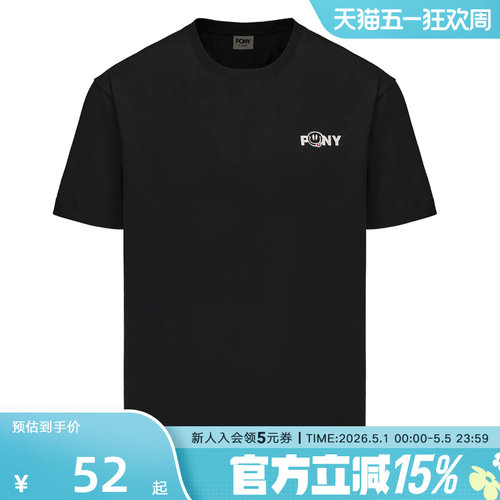 Pony波尼男女新款索罗娜凉感运动短袖舒适休闲水洗T恤252U2AT01BK