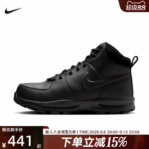 Nike耐克男鞋MANOA LEATHER黑色中帮运动雪地鞋HF7095-001