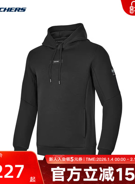 Skechers斯凯奇冬季新款男上衣连帽卫衣套头衫 P424M013/0018