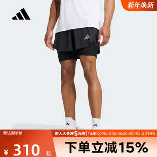 adidas阿迪达斯秋新款 KE2286 男速干二合一跑步运动拉绳梭织短裤