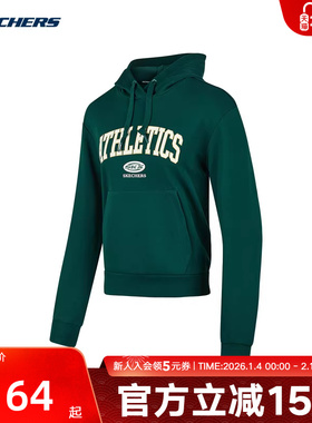 Skechers斯凯奇连帽卫衣女休闲运动绿色连帽上衣 P423W042/00XW