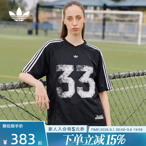 adidas阿迪达斯 三叶草女球衣风宽松运动短袖T恤休闲上衣 LE8312