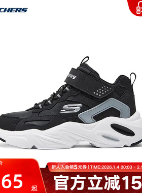 Skechers斯凯奇童鞋保暖加绒男童魔术贴运动休闲鞋 405266L/BKSL