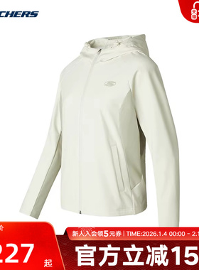 Skechers斯凯奇女子运动风衣加绒保暖连帽外套夹克P424W113/0074
