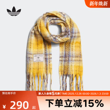 adidas阿迪达斯三叶草2025冬绒面保暖流苏时尚格纹运动围巾KV6601