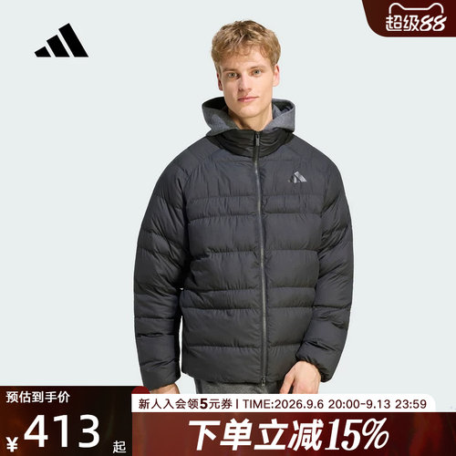 adidas阿迪达斯外套男秋简约舒适保温黑色短款棉服夹克 KF2710