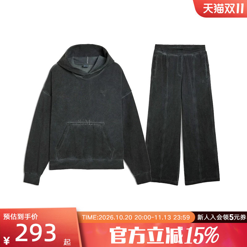 PUMA彪马套装冬季新款男女套头衫复古宽松休闲运动卫衣裤子635302