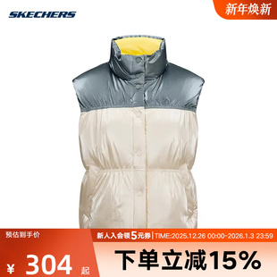 Skechers斯凯奇冬女夹克上衣保暖休闲羽绒背心 00V7 L424W032