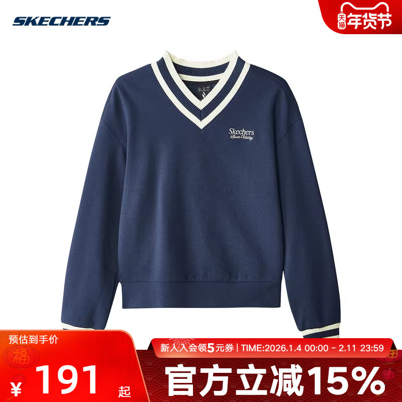 Skechers斯凯奇秋季女款字母印花休闲针织套头卫衣 L324W023/002Z,运动服/休闲服装,运动卫衣/套头衫,淘宝优惠券,粉丝福利购,淘宝优惠卷