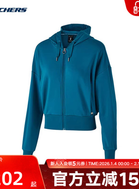 SKECHERS斯凯奇春季女子拉链简约跑步运动连帽外套P124W003/01CN