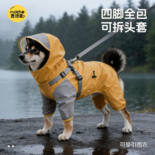 狗狗雨衣四脚防水全包宠物中型犬柴犬柯基雨披防脏衣服小狗冲锋衣
