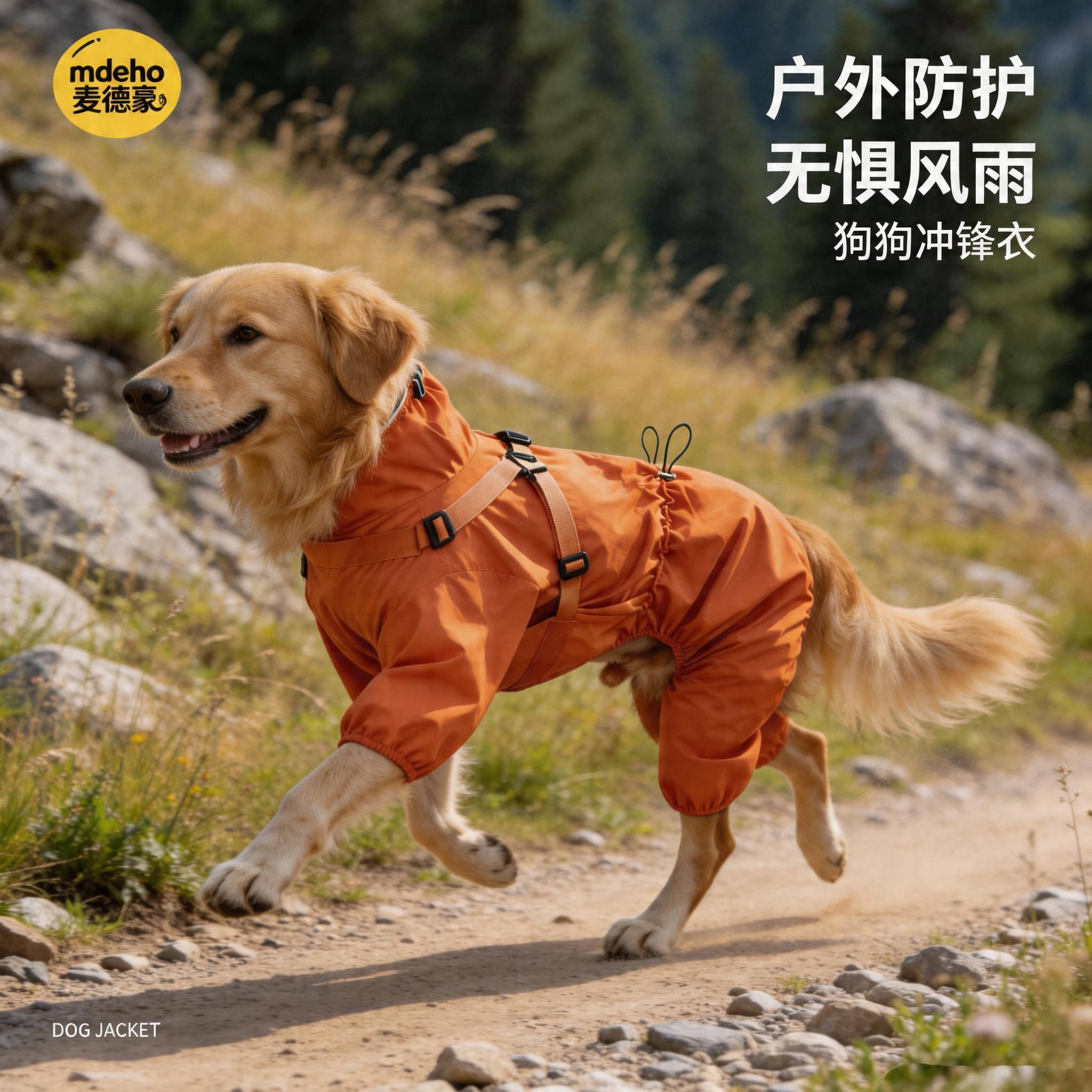 狗狗冲锋衣边牧衣服中大型犬雨衣四脚全包防水防风遛狗外出防脏裤