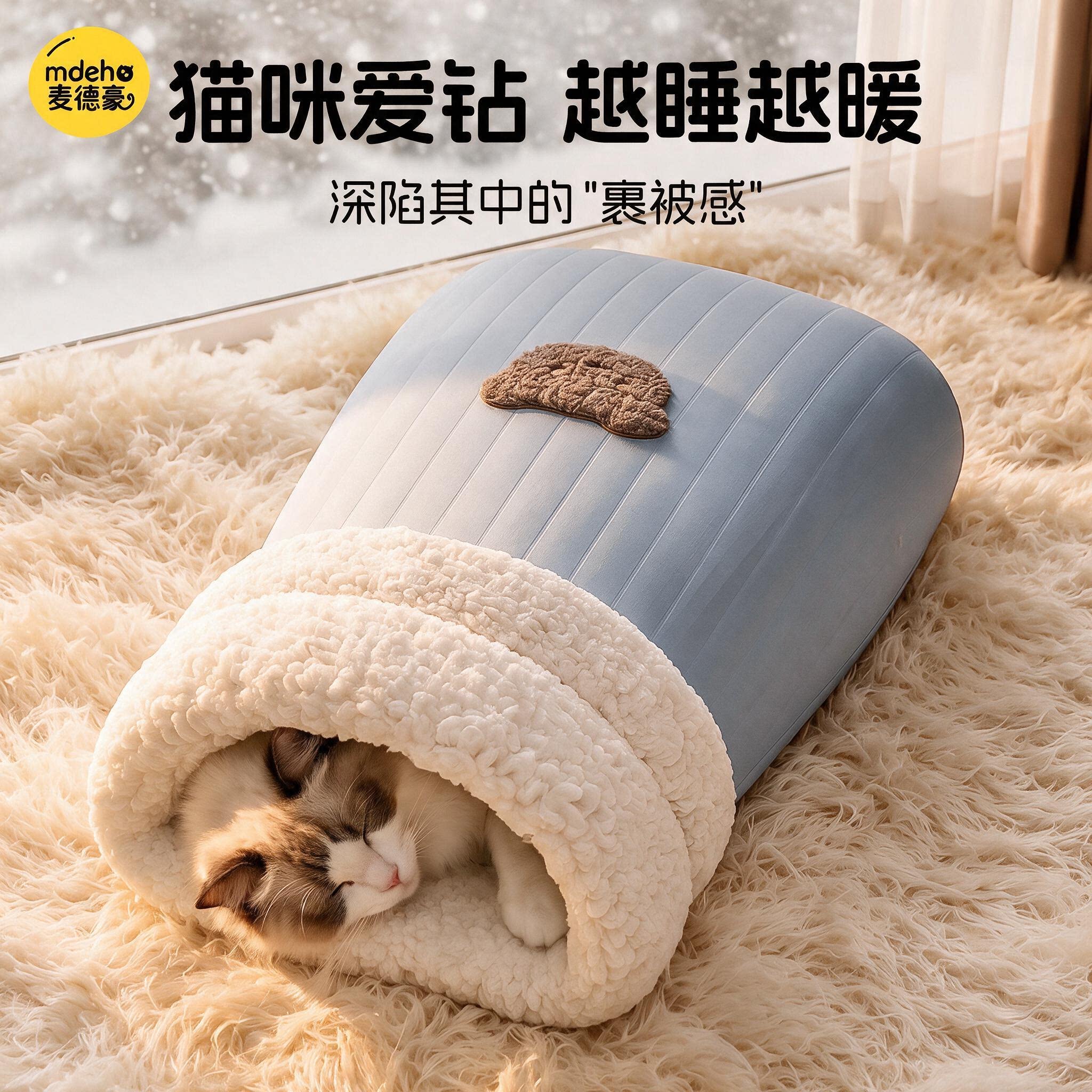 猫窝猫睡袋冬季保暖猫床封闭式安全感猫咪睡觉用宠物钻被窝猫垫子